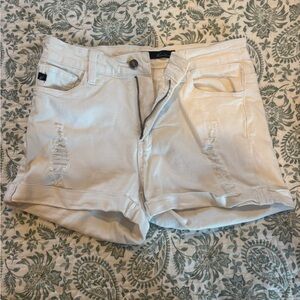 KanCan Cream Distressed Jean Shorts